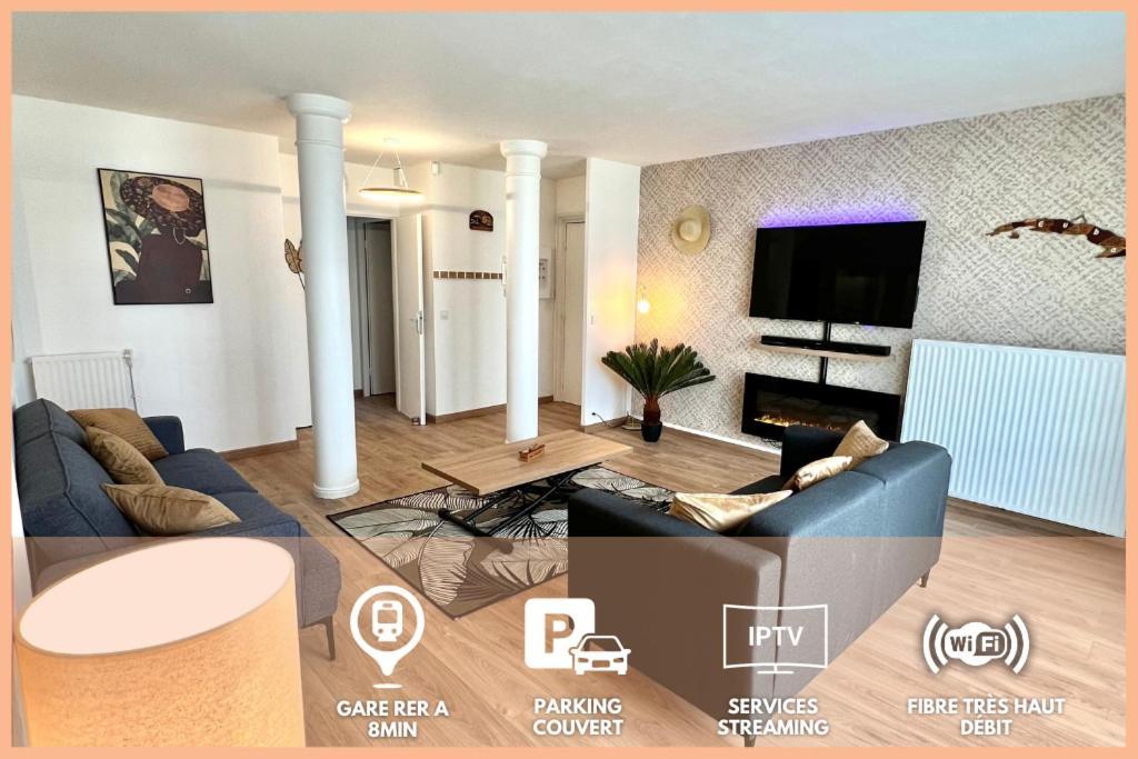 El Cubanito Athena - Exotisme Cubain Dans Residence De Standing - 2 Chambres - Parking Prive - Proximite Gare - Business & Family Friendly Cergy Eksteriør bilde